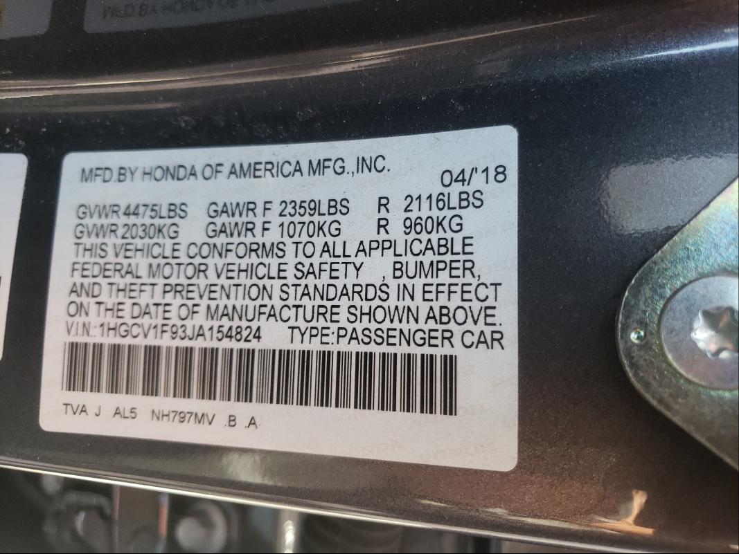 Photo 9 VIN: 1HGCV1F93JA154824 - HONDA ACCORD TOU 