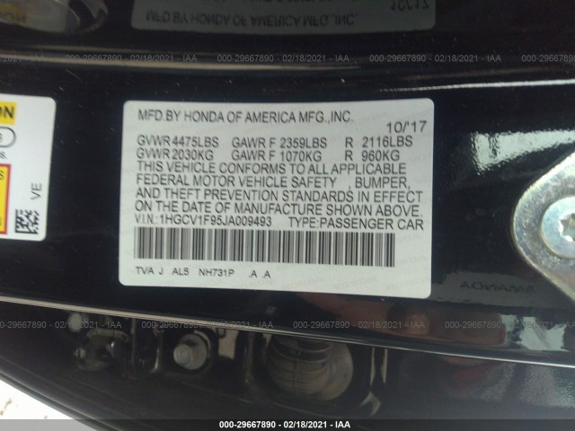 Photo 8 VIN: 1HGCV1F95JA009493 - HONDA ACCORD SEDAN 