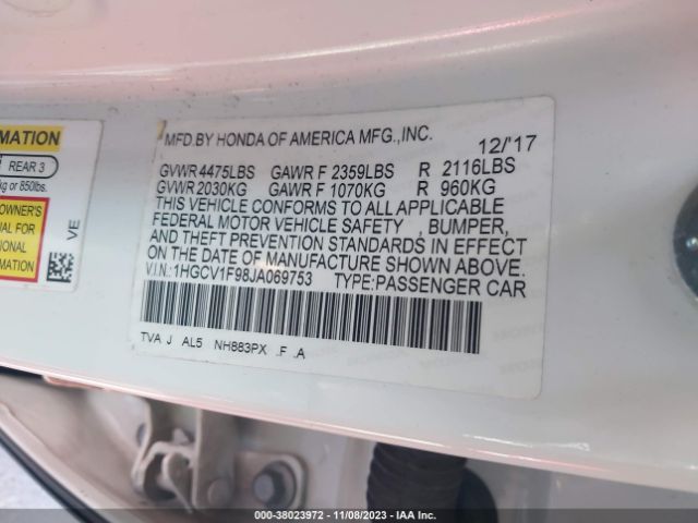 Photo 8 VIN: 1HGCV1F98JA069753 - HONDA ACCORD SEDAN 