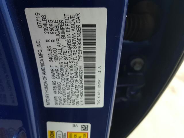 Photo 9 VIN: 1HGCV2E34KA032266 - HONDA ACCORD SPO 