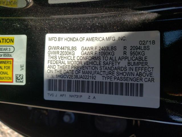 Photo 9 VIN: 1HGCV2E38JA022192 - HONDA ACCORD SPO 