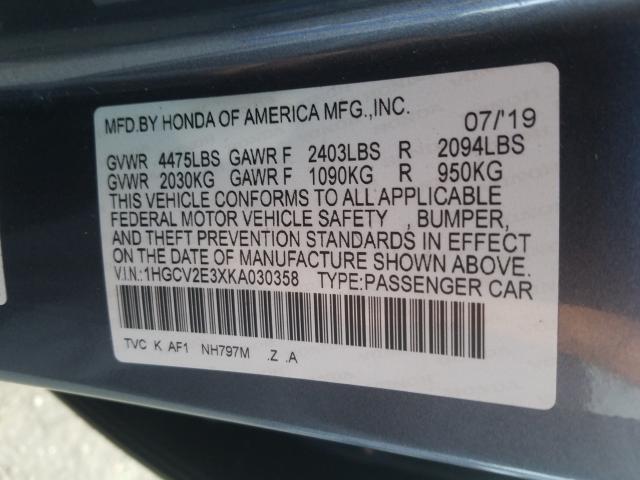 Photo 9 VIN: 1HGCV2E3XKA030358 - HONDA ACCORD SEDAN 