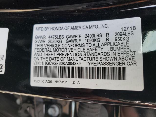 Photo 9 VIN: 1HGCV2F30KA004379 - HONDA ACCORD SPO 