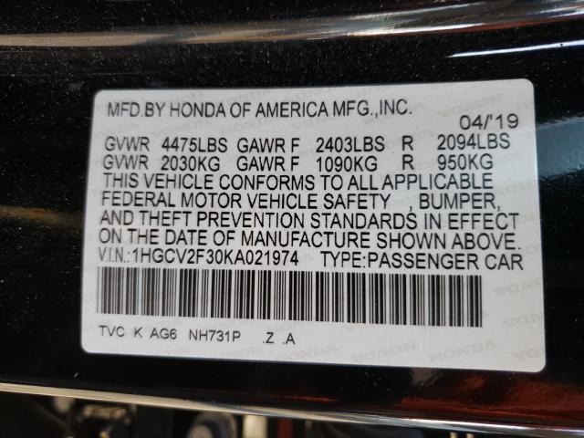 Photo 9 VIN: 1HGCV2F30KA021974 - HONDA ACCORD SPO 