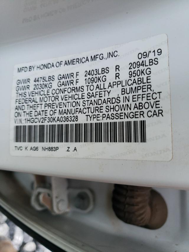 Photo 9 VIN: 1HGCV2F30KA036328 - HONDA ACCORD SPO 