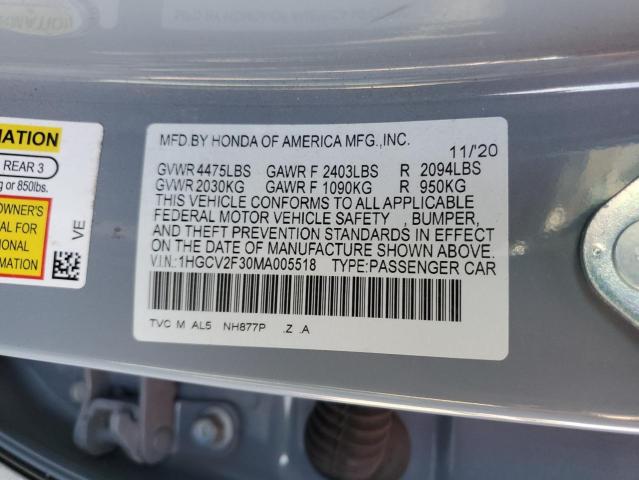 Photo 11 VIN: 1HGCV2F30MA005518 - HONDA ACCORD SPO 