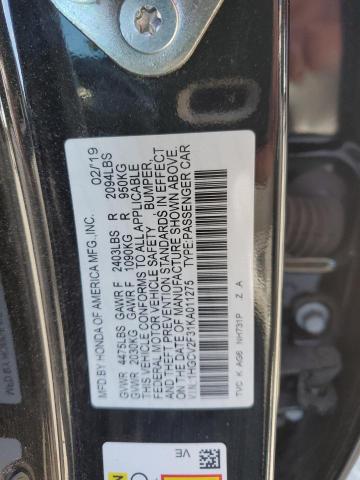 Photo 11 VIN: 1HGCV2F31KA011275 - HONDA ACCORD 