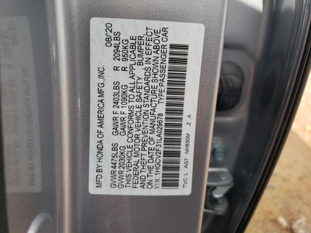 Photo 11 VIN: 1HGCV2F31LA029678 - HONDA ACCORD 