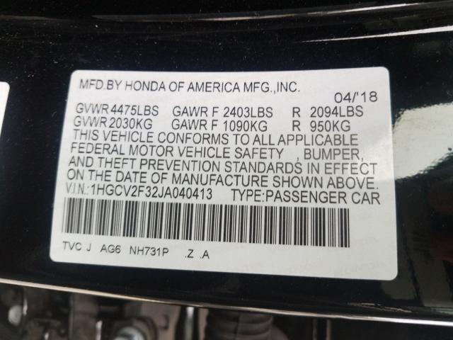 Photo 9 VIN: 1HGCV2F32JA040413 - HONDA ACCORD SPO 