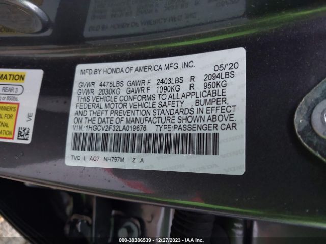 Photo 8 VIN: 1HGCV2F32LA019676 - HONDA ACCORD 