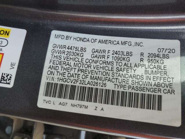 Photo 9 VIN: 1HGCV2F32LA026126 - HONDA ACCORD SPO 