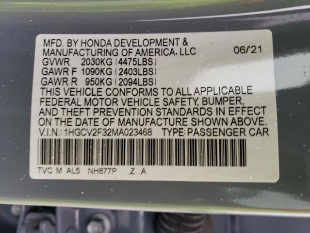 Photo 11 VIN: 1HGCV2F32MA023468 - HONDA ACCORD SPO 