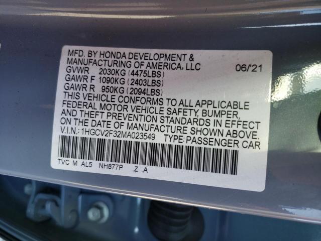 Photo 9 VIN: 1HGCV2F32MA023549 - HONDA ACCORD SPO 