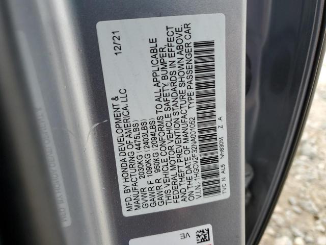 Photo 11 VIN: 1HGCV2F32NA001052 - HONDA ACCORD 