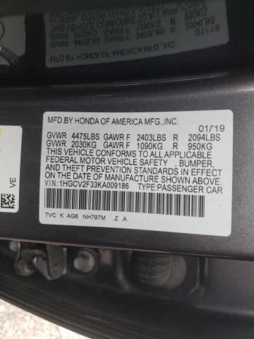 Photo 9 VIN: 1HGCV2F33KA009186 - HONDA ACCORD SPO 