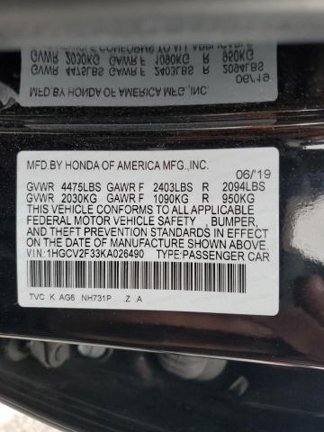 Photo 11 VIN: 1HGCV2F33KA026490 - HONDA ACCORD 