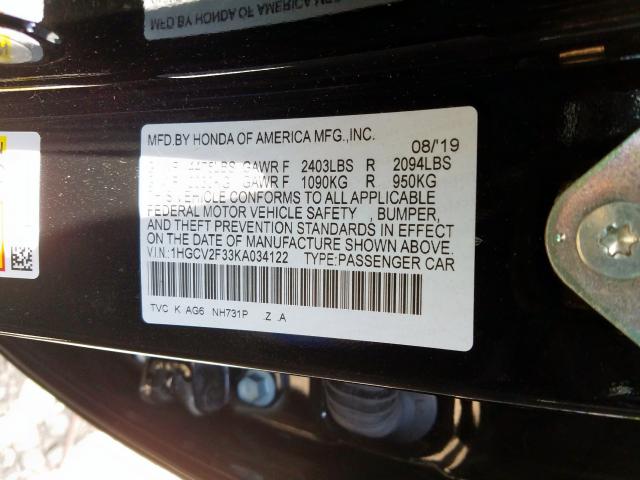 Photo 9 VIN: 1HGCV2F33KA034122 - HONDA ACCORD SPO 