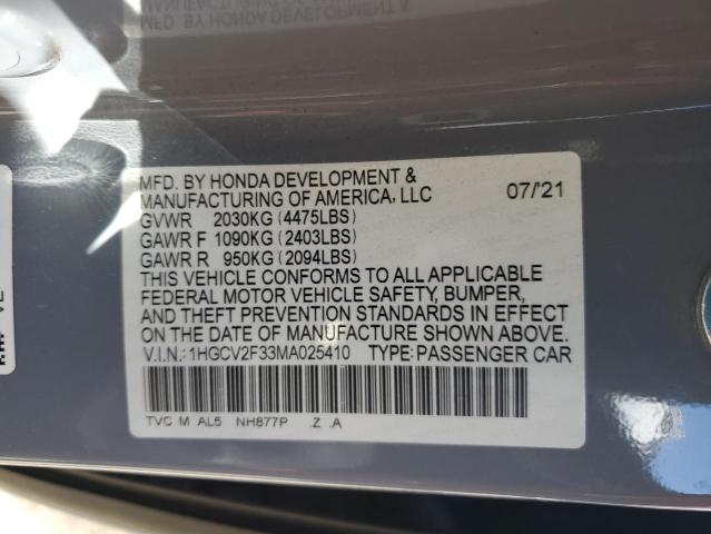 Photo 11 VIN: 1HGCV2F33MA025410 - HONDA ACCORD 