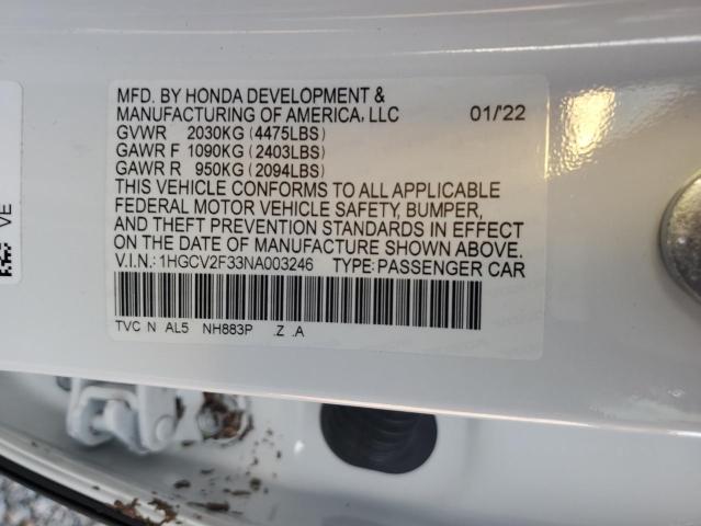 Photo 12 VIN: 1HGCV2F33NA003246 - HONDA ACCORD SPO 