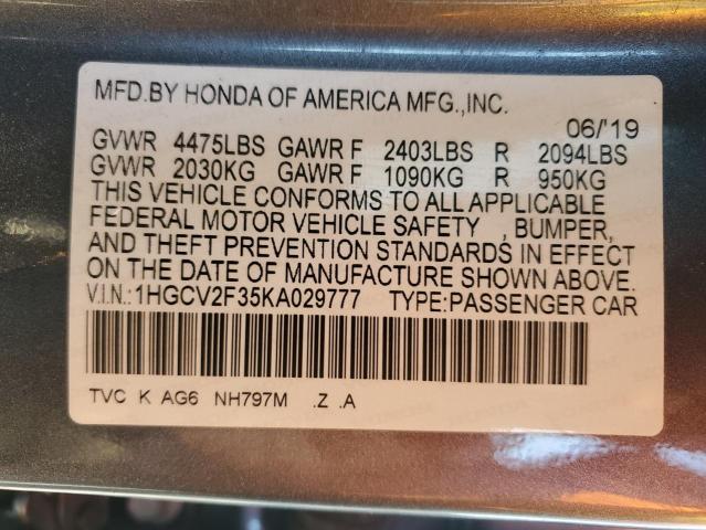 Photo 11 VIN: 1HGCV2F35KA029777 - HONDA ACCORD SPO 