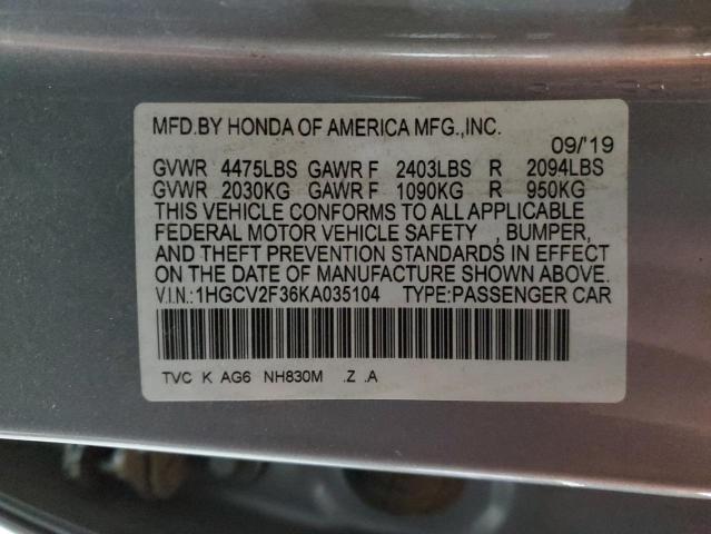 Photo 12 VIN: 1HGCV2F36KA035104 - HONDA ACCORD 