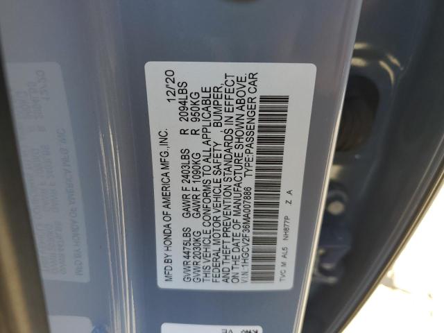 Photo 11 VIN: 1HGCV2F36MA007886 - HONDA ACCORD SPO 