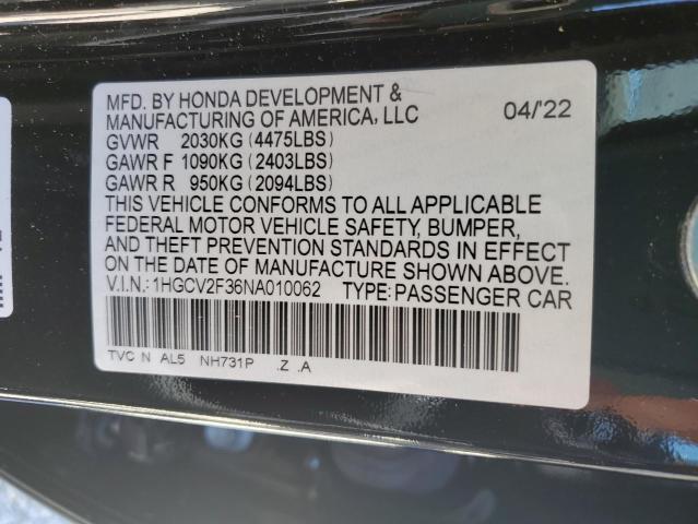 Photo 9 VIN: 1HGCV2F36NA010062 - HONDA ACCORD SPO 