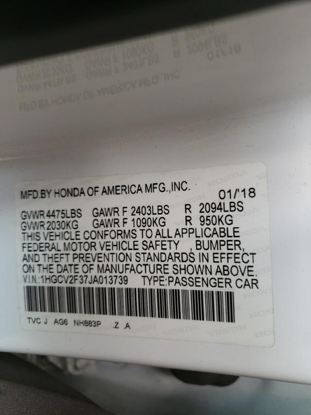 Photo 9 VIN: 1HGCV2F37JA013739 - HONDA ACCORD SPO 