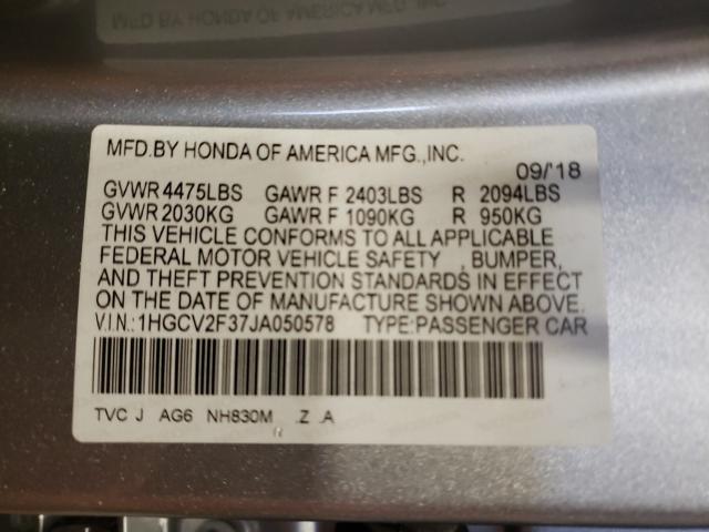 Photo 9 VIN: 1HGCV2F37JA050578 - HONDA ACCORD SPO 