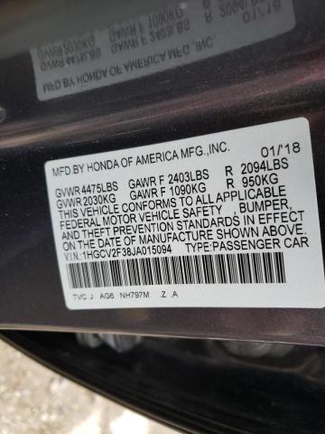 Photo 9 VIN: 1HGCV2F38JA015094 - HONDA ACCORD SPO 