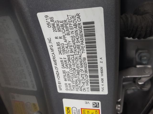 Photo 9 VIN: 1HGCV2F38KA025769 - HONDA ACCORD SPO 