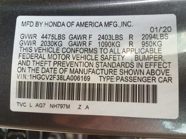 Photo 9 VIN: 1HGCV2F38LA006169 - HONDA ACCORD SPO 