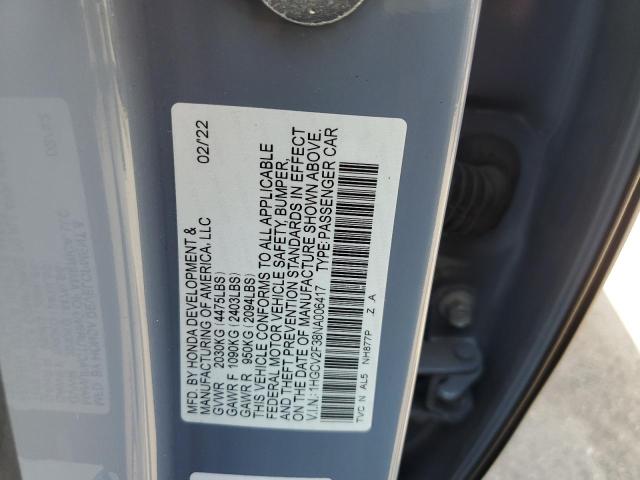 Photo 11 VIN: 1HGCV2F38NA006417 - HONDA ACCORD 