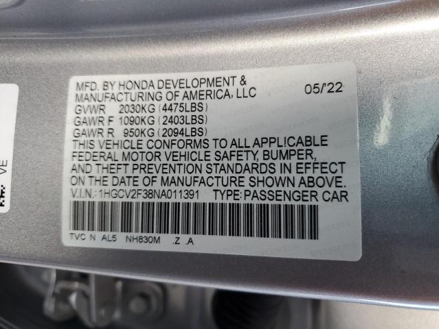 Photo 11 VIN: 1HGCV2F38NA011391 - HONDA ACCORD SPO 