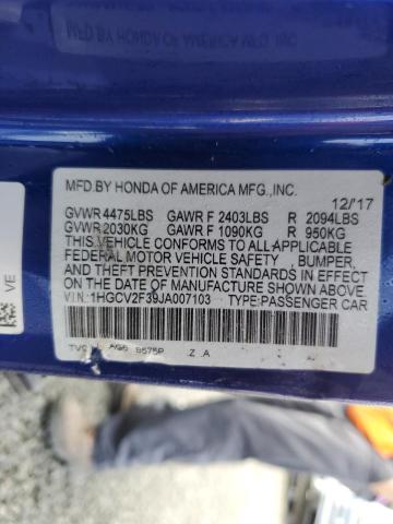 Photo 11 VIN: 1HGCV2F39JA007103 - HONDA ACCORD SPO 