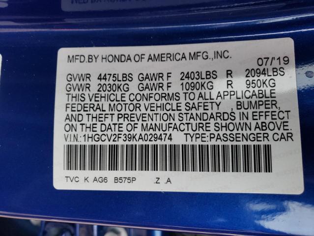 Photo 11 VIN: 1HGCV2F39KA029474 - HONDA ACCORD SPO 