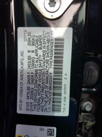 Photo 11 VIN: 1HGCV2F39KA033315 - HONDA ACCORD 