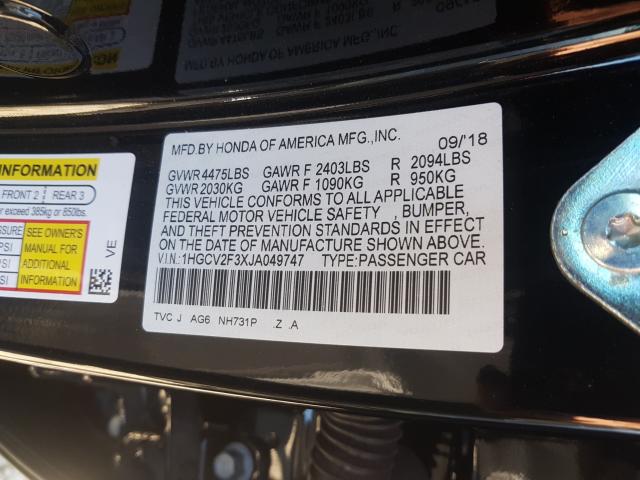 Photo 9 VIN: 1HGCV2F3XJA049747 - HONDA ACCORD SPO 