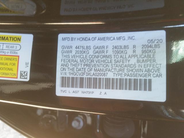 Photo 9 VIN: 1HGCV2F3XLA020087 - HONDA ACCORD SPO 