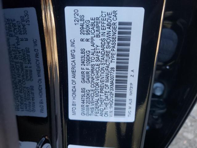 Photo 9 VIN: 1HGCV2F3XMA007728 - HONDA ACCORD SPO 