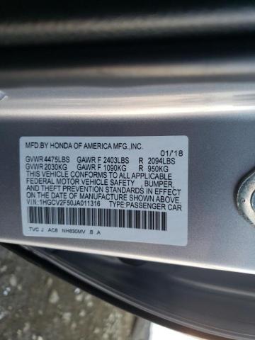 Photo 9 VIN: 1HGCV2F50JA011316 - HONDA ACCORD EXL 