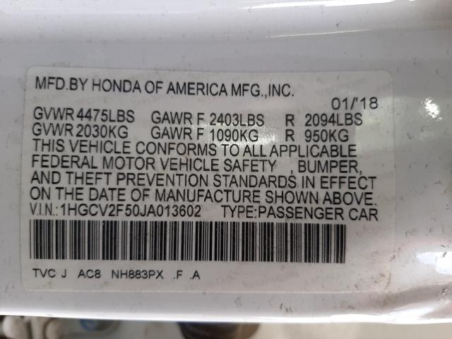 Photo 9 VIN: 1HGCV2F50JA013602 - HONDA ACCORD EXL 