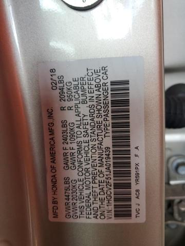 Photo 9 VIN: 1HGCV2F51JA019439 - HONDA ACCORD EXL 