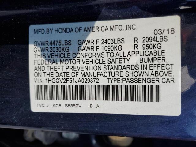 Photo 9 VIN: 1HGCV2F51JA029372 - HONDA ACCORD EXL 