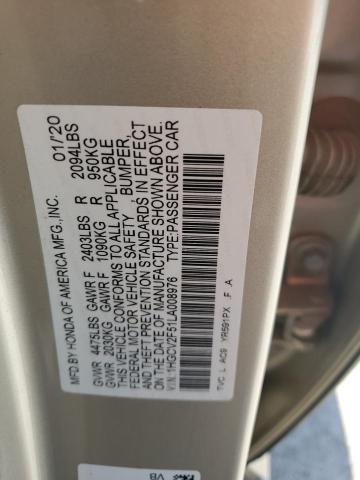 Photo 11 VIN: 1HGCV2F51LA008976 - HONDA ACCORD 