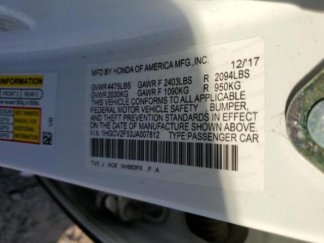 Photo 11 VIN: 1HGCV2F53JA007812 - HONDA ACCORD EXL 