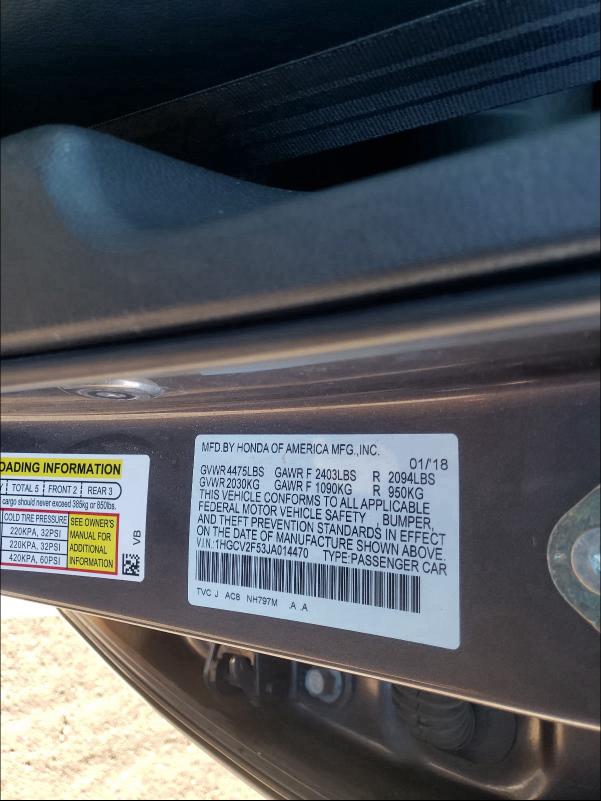 Photo 9 VIN: 1HGCV2F53JA014470 - HONDA ACCORD EXL 