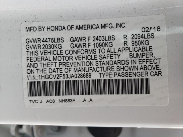 Photo 9 VIN: 1HGCV2F53JA028689 - HONDA ACCORD EXL 