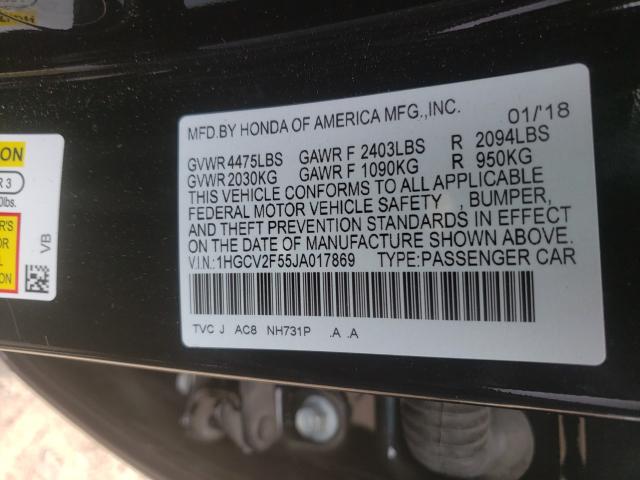 Photo 9 VIN: 1HGCV2F55JA017869 - HONDA ACCORD EXL 