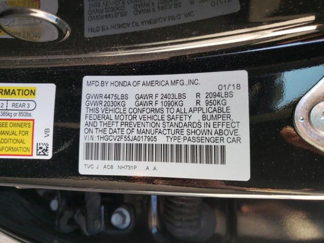 Photo 9 VIN: 1HGCV2F55JA017905 - HONDA ACCORD EXL 